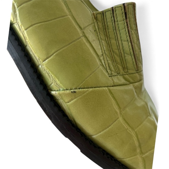 StacyAdams monkstrap slip-on crocodile-print genuine leather olive color size 7 - Picture 6 of 8
